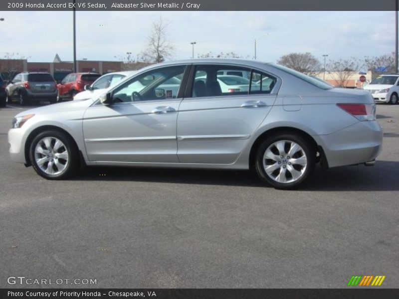 Alabaster Silver Metallic / Gray 2009 Honda Accord EX V6 Sedan