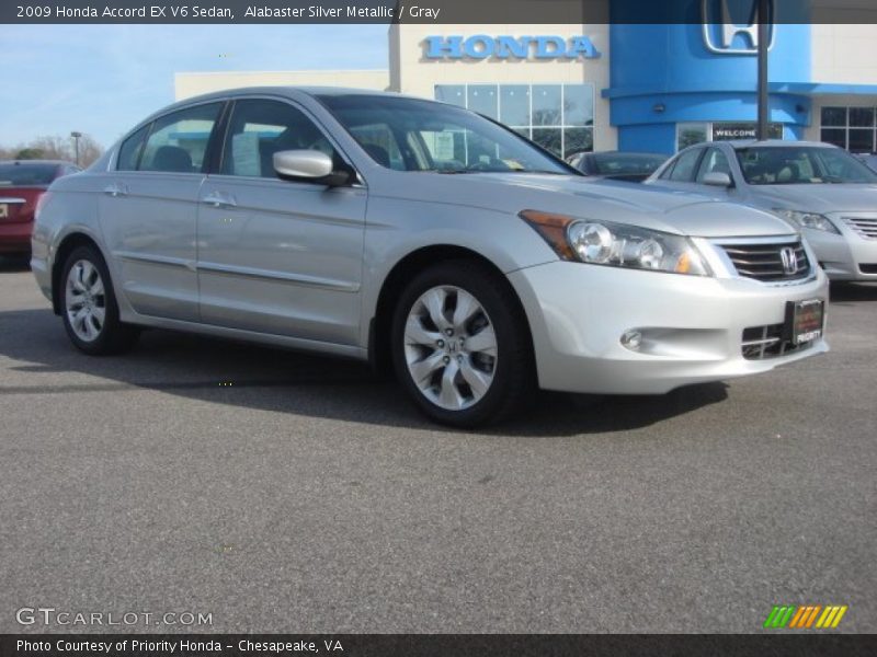 Alabaster Silver Metallic / Gray 2009 Honda Accord EX V6 Sedan