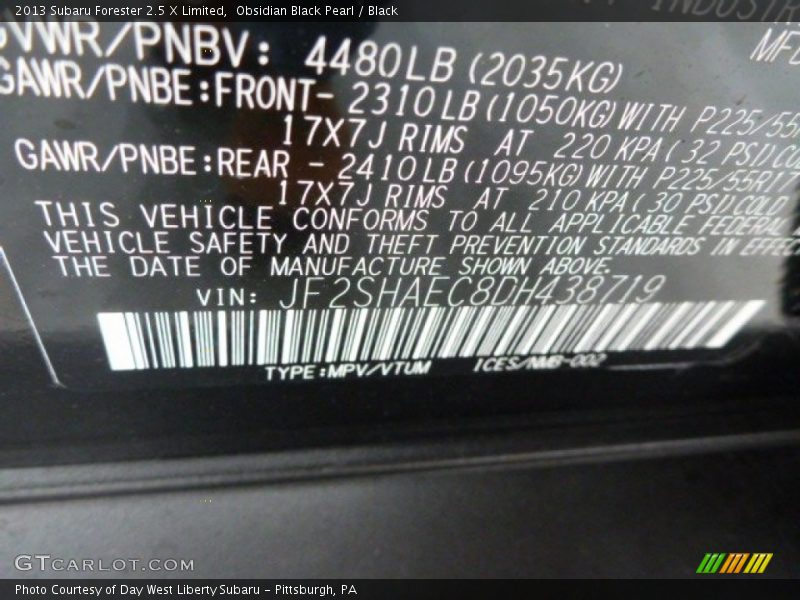Obsidian Black Pearl / Black 2013 Subaru Forester 2.5 X Limited