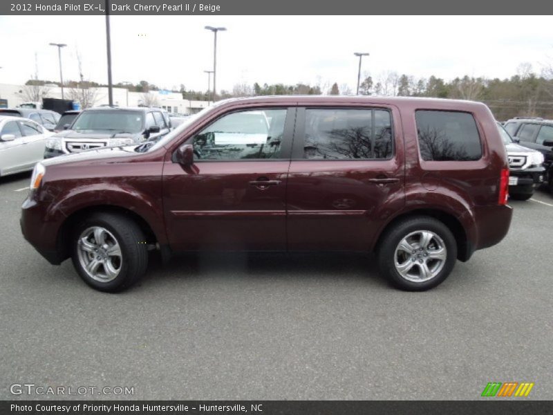 Dark Cherry Pearl II / Beige 2012 Honda Pilot EX-L