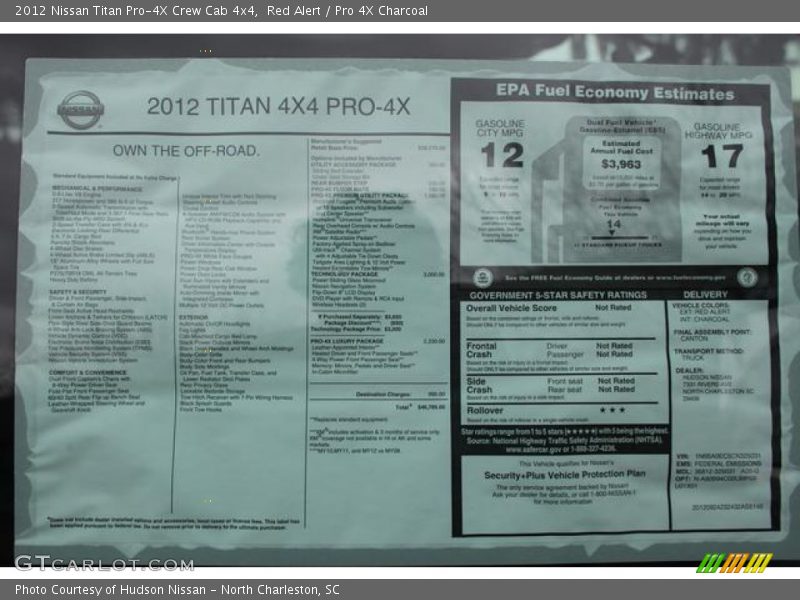  2012 Titan Pro-4X Crew Cab 4x4 Window Sticker