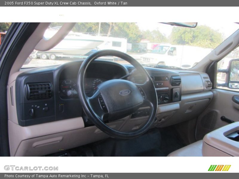 Oxford White / Tan 2005 Ford F350 Super Duty XL Crew Cab Chassis