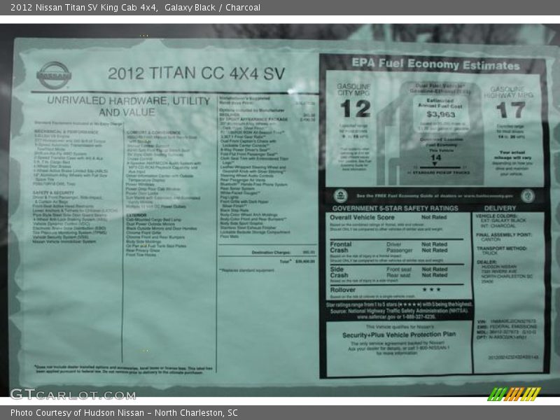 Galaxy Black / Charcoal 2012 Nissan Titan SV King Cab 4x4