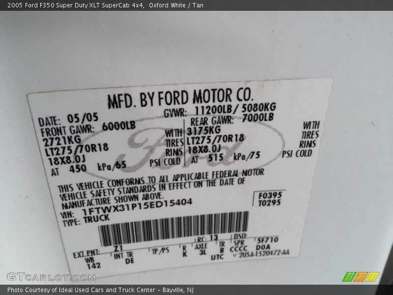 Oxford White / Tan 2005 Ford F350 Super Duty XLT SuperCab 4x4