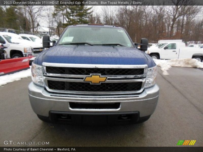 Blue Topaz Metallic / Ebony 2013 Chevrolet Silverado 3500HD LT Extended Cab 4x4 Dually