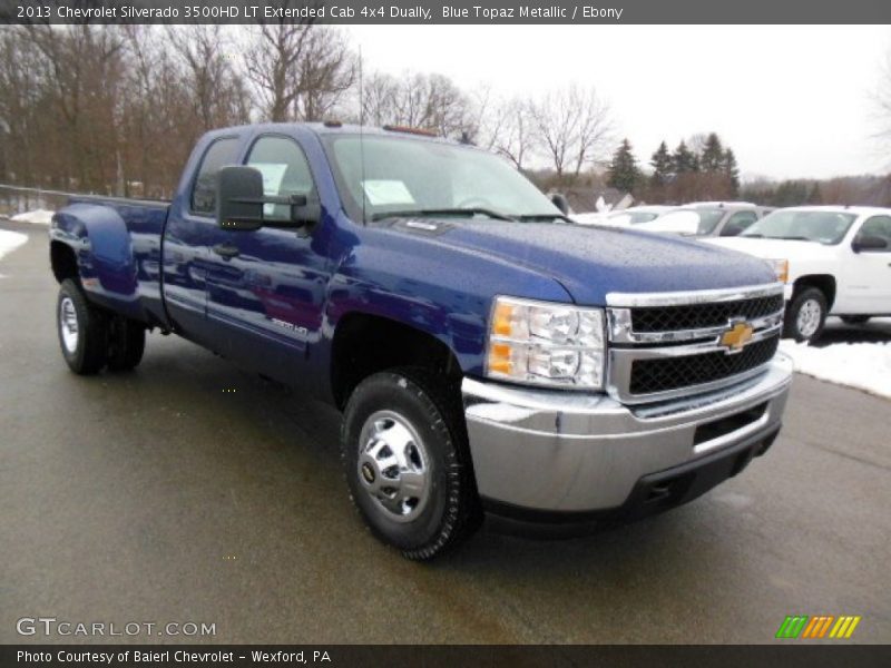Blue Topaz Metallic / Ebony 2013 Chevrolet Silverado 3500HD LT Extended Cab 4x4 Dually