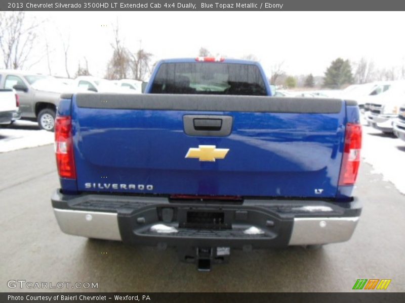 Blue Topaz Metallic / Ebony 2013 Chevrolet Silverado 3500HD LT Extended Cab 4x4 Dually