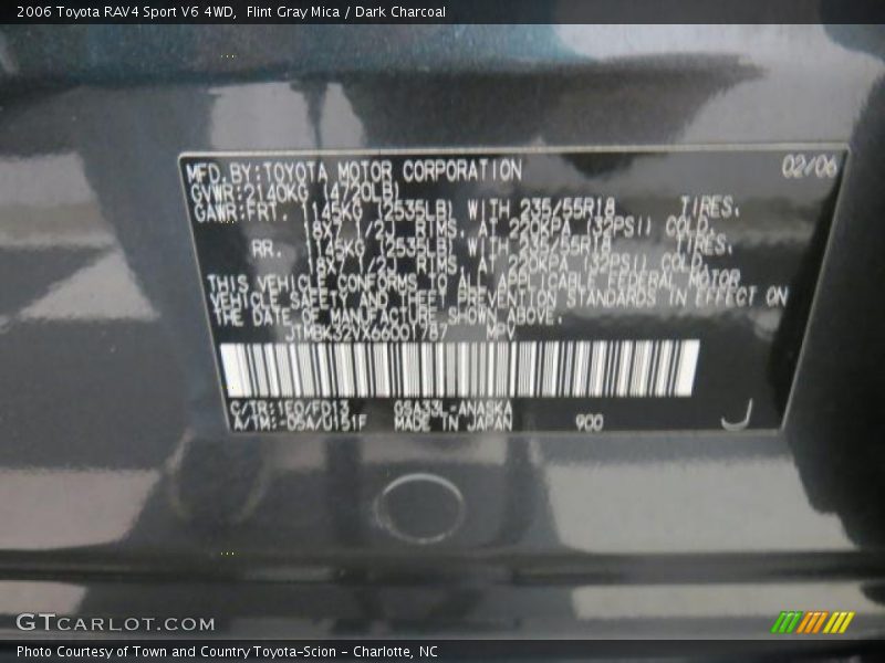 Flint Gray Mica / Dark Charcoal 2006 Toyota RAV4 Sport V6 4WD
