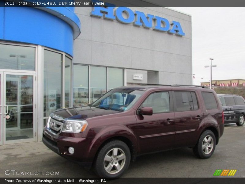 Dark Cherry Pearl / Beige 2011 Honda Pilot EX-L 4WD