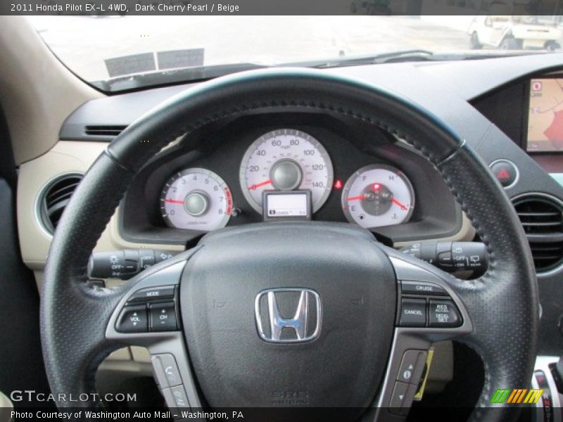 Dark Cherry Pearl / Beige 2011 Honda Pilot EX-L 4WD