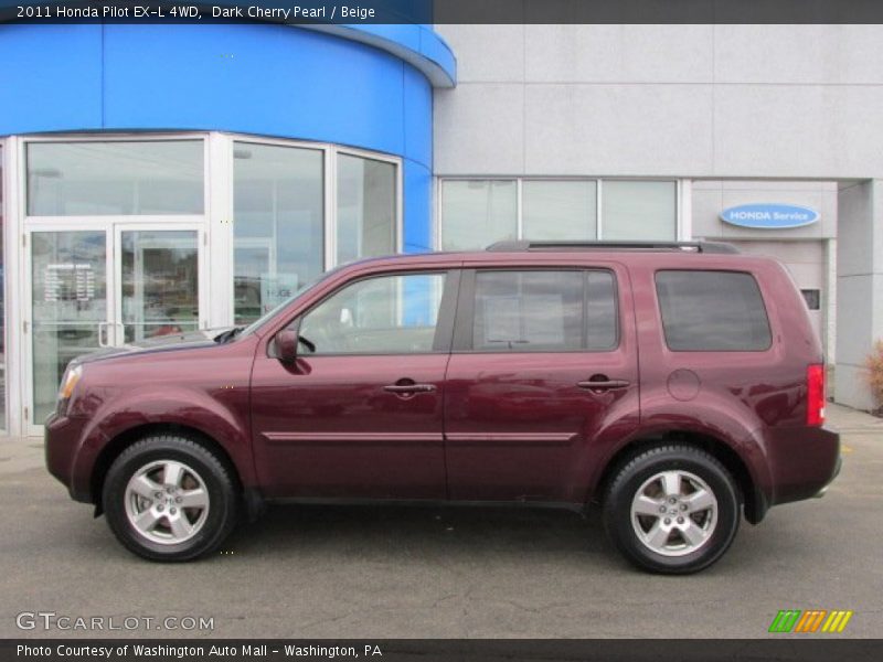 Dark Cherry Pearl / Beige 2011 Honda Pilot EX-L 4WD