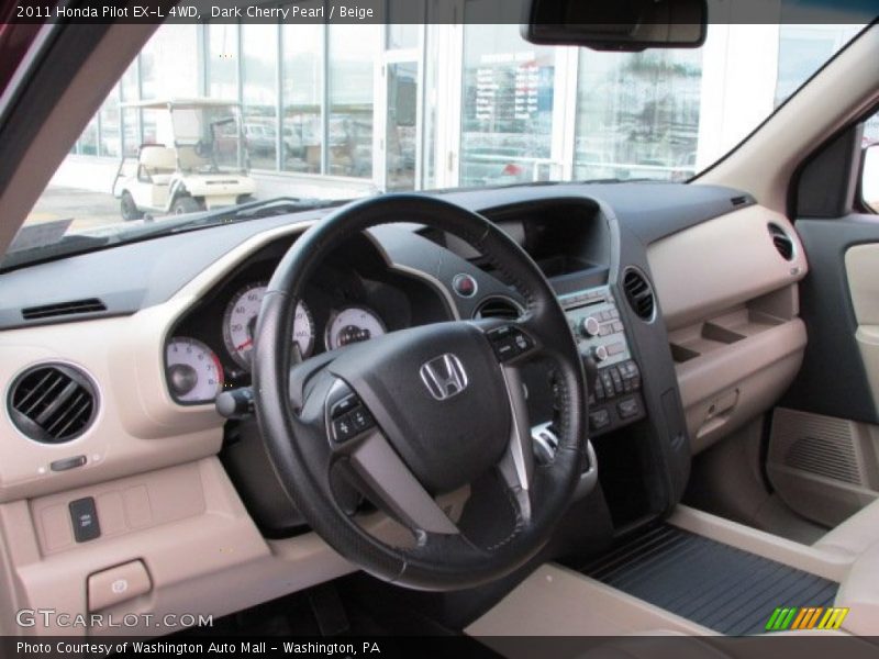 Dark Cherry Pearl / Beige 2011 Honda Pilot EX-L 4WD