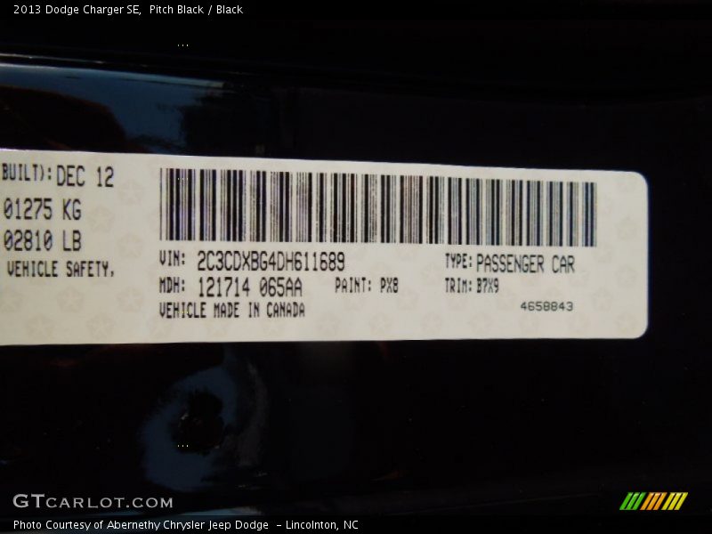 Pitch Black / Black 2013 Dodge Charger SE