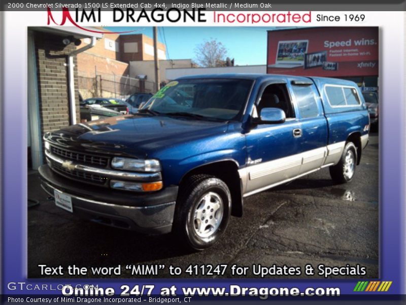 Indigo Blue Metallic / Medium Oak 2000 Chevrolet Silverado 1500 LS Extended Cab 4x4