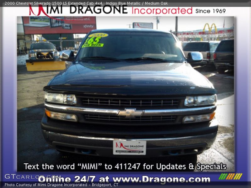 Indigo Blue Metallic / Medium Oak 2000 Chevrolet Silverado 1500 LS Extended Cab 4x4