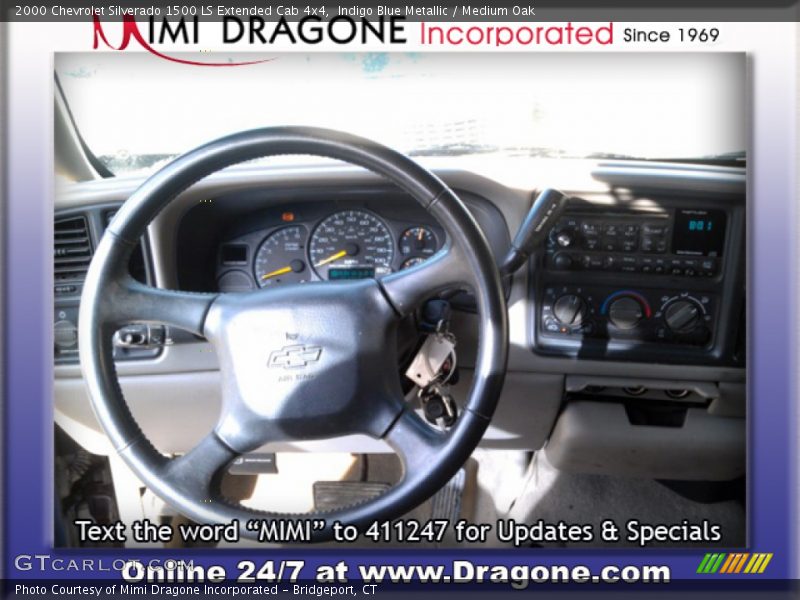 Indigo Blue Metallic / Medium Oak 2000 Chevrolet Silverado 1500 LS Extended Cab 4x4