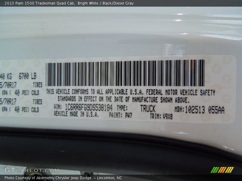 Bright White / Black/Diesel Gray 2013 Ram 1500 Tradesman Quad Cab