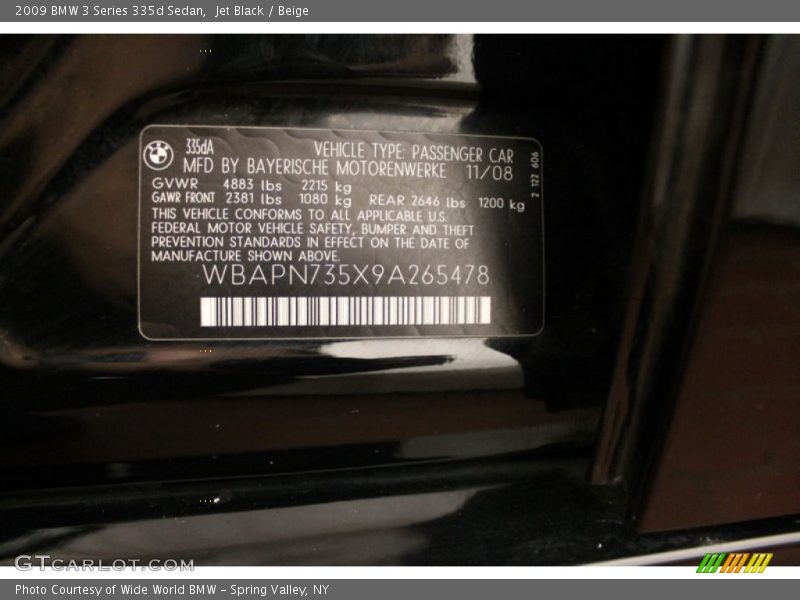 Jet Black / Beige 2009 BMW 3 Series 335d Sedan