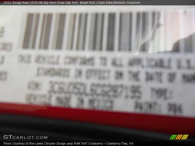 Bright Red / Dark Slate/Medium Graystone 2012 Dodge Ram 2500 HD Big Horn Crew Cab 4x4
