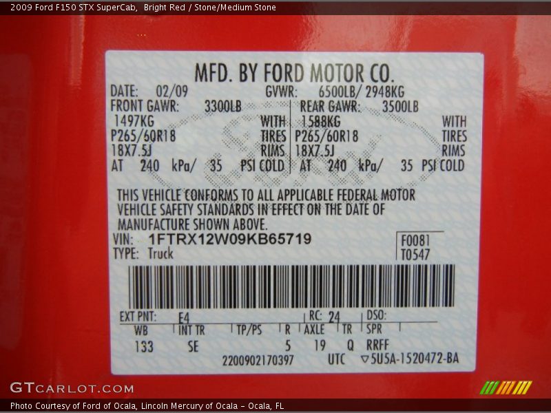Bright Red / Stone/Medium Stone 2009 Ford F150 STX SuperCab