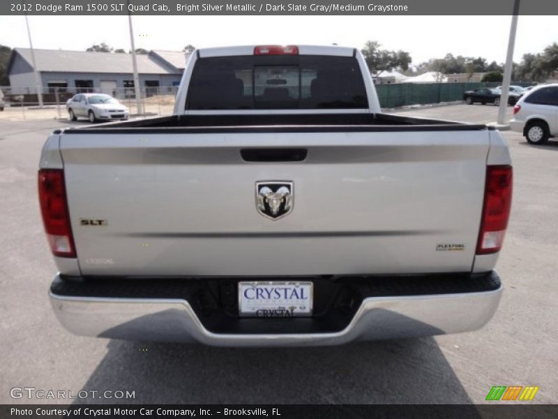 Bright Silver Metallic / Dark Slate Gray/Medium Graystone 2012 Dodge Ram 1500 SLT Quad Cab