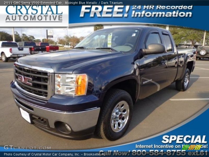 Midnight Blue Metallic / Dark Titanium 2011 GMC Sierra 1500 Extended Cab