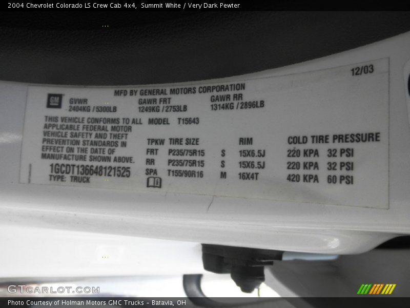 Summit White / Very Dark Pewter 2004 Chevrolet Colorado LS Crew Cab 4x4