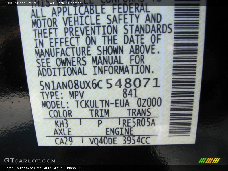Super Black / Charcoal 2006 Nissan Xterra SE