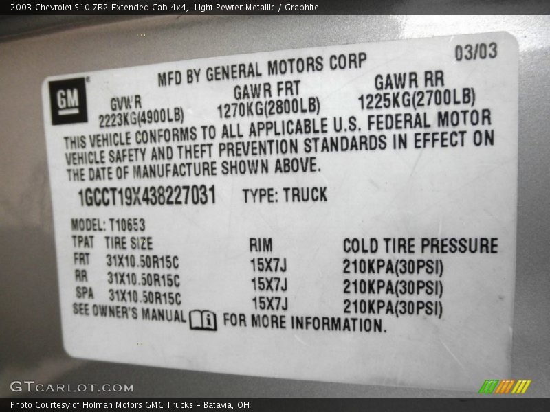 Light Pewter Metallic / Graphite 2003 Chevrolet S10 ZR2 Extended Cab 4x4