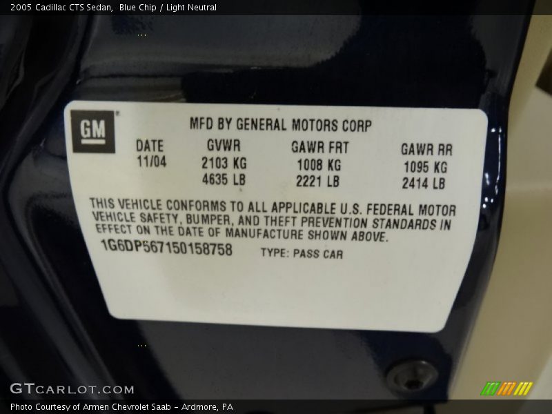 Blue Chip / Light Neutral 2005 Cadillac CTS Sedan