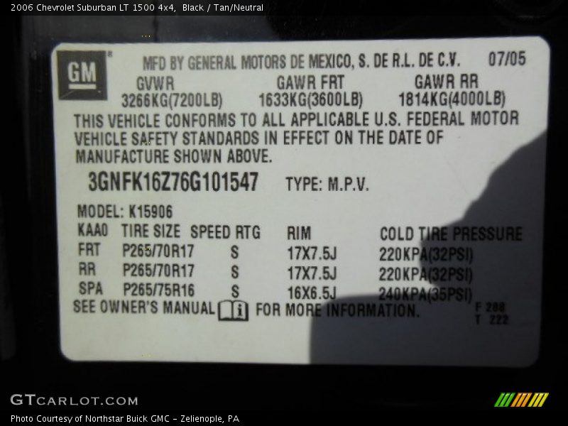 Black / Tan/Neutral 2006 Chevrolet Suburban LT 1500 4x4