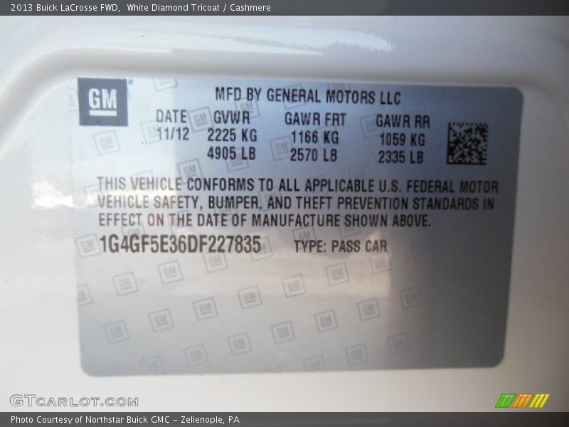 White Diamond Tricoat / Cashmere 2013 Buick LaCrosse FWD