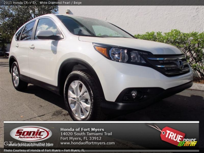 White Diamond Pearl / Beige 2013 Honda CR-V EX