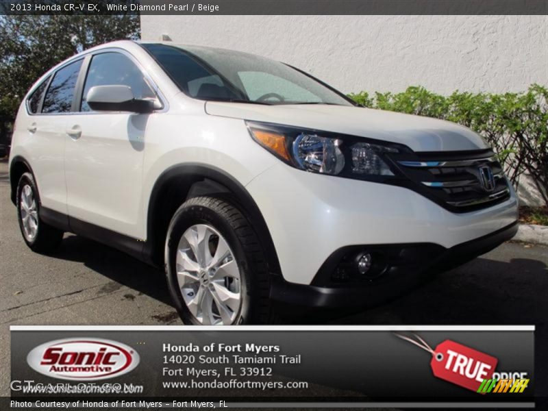 White Diamond Pearl / Beige 2013 Honda CR-V EX