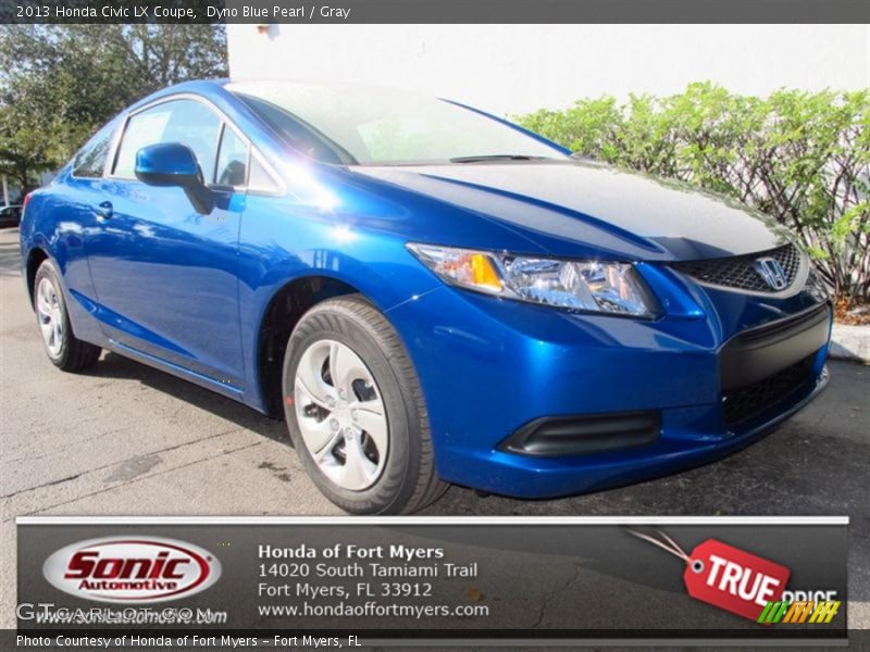 Dyno Blue Pearl / Gray 2013 Honda Civic LX Coupe