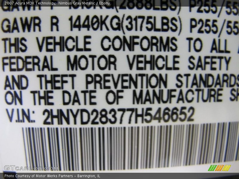Nimbus Gray Metallic / Ebony 2007 Acura MDX Technology