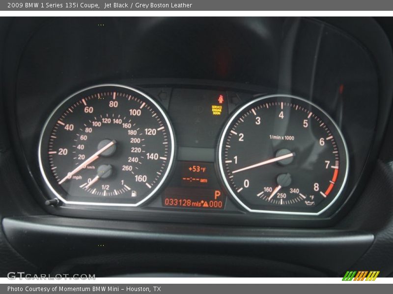 Jet Black / Grey Boston Leather 2009 BMW 1 Series 135i Coupe