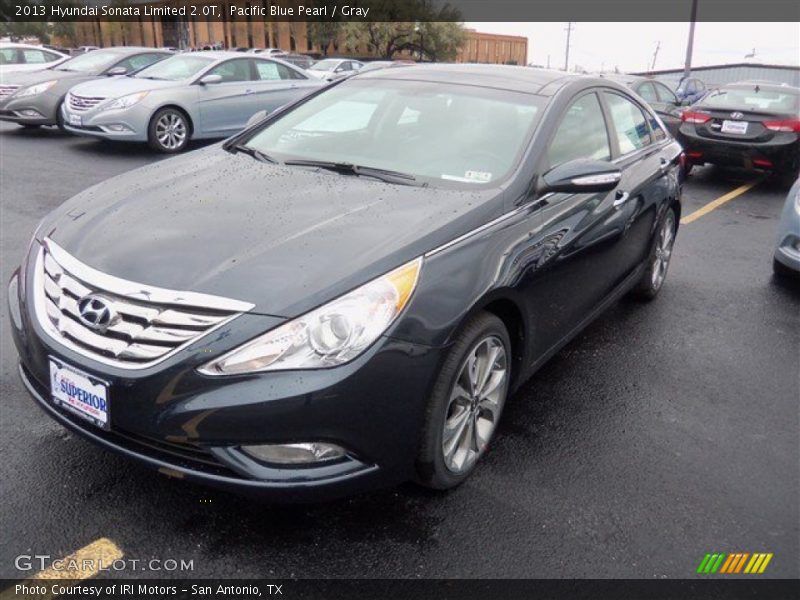 Pacific Blue Pearl / Gray 2013 Hyundai Sonata Limited 2.0T