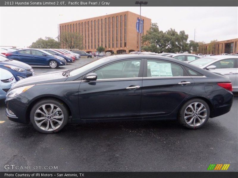 Pacific Blue Pearl / Gray 2013 Hyundai Sonata Limited 2.0T