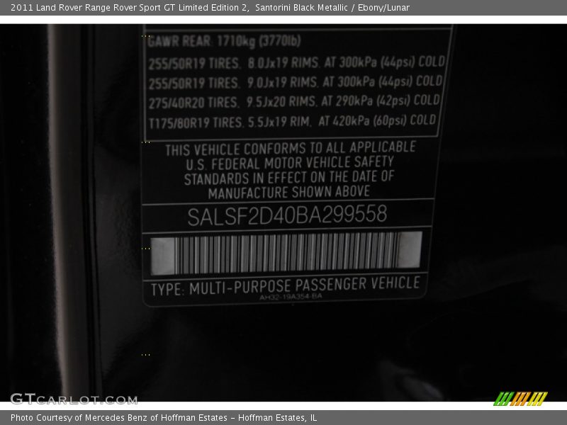 Santorini Black Metallic / Ebony/Lunar 2011 Land Rover Range Rover Sport GT Limited Edition 2