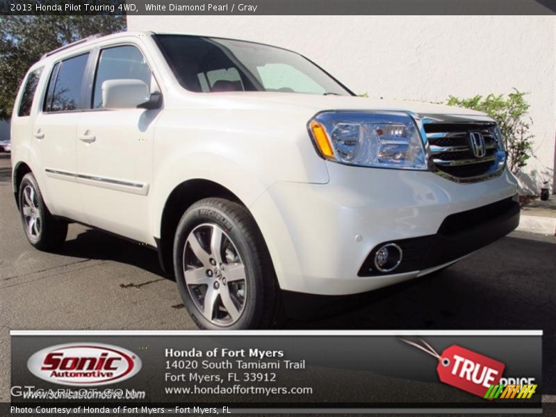 White Diamond Pearl / Gray 2013 Honda Pilot Touring 4WD
