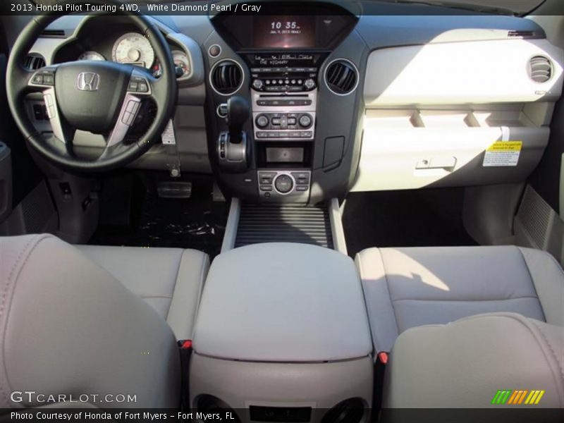 White Diamond Pearl / Gray 2013 Honda Pilot Touring 4WD