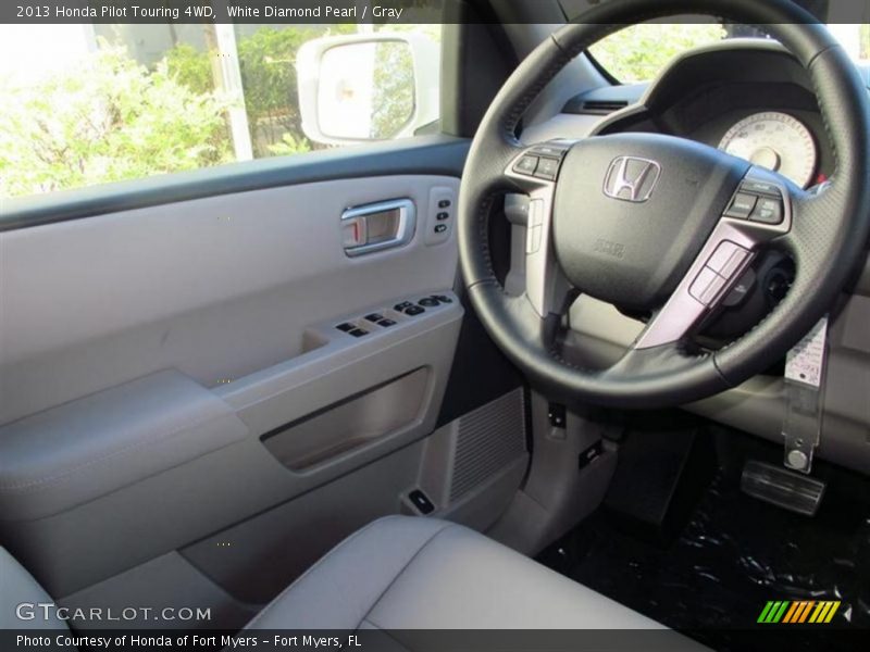 White Diamond Pearl / Gray 2013 Honda Pilot Touring 4WD