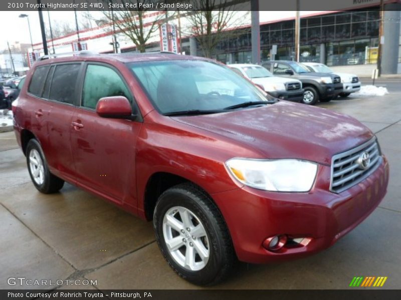 Salsa Red Pearl / Sand Beige 2010 Toyota Highlander SE 4WD