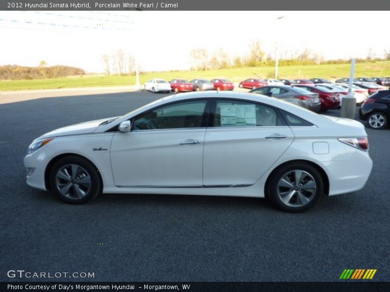 Porcelain White Pearl / Camel 2012 Hyundai Sonata Hybrid
