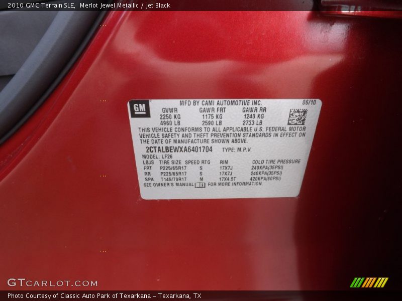 Merlot Jewel Metallic / Jet Black 2010 GMC Terrain SLE