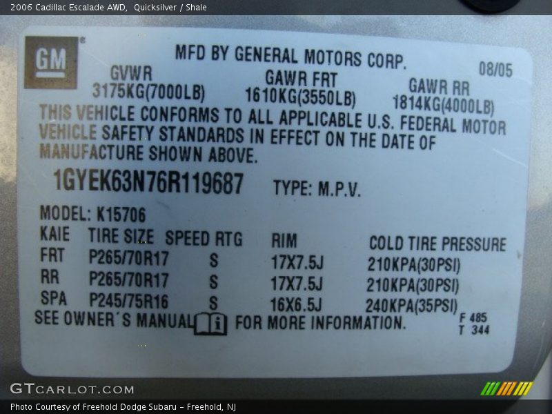 Quicksilver / Shale 2006 Cadillac Escalade AWD