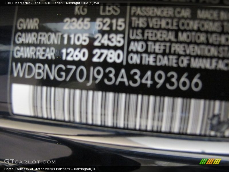 Midnight Blue / Java 2003 Mercedes-Benz S 430 Sedan