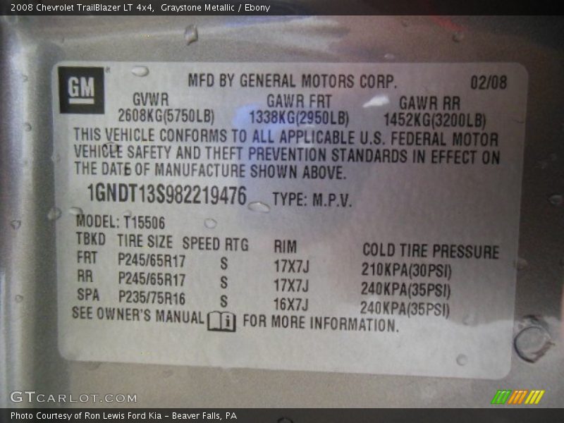 Graystone Metallic / Ebony 2008 Chevrolet TrailBlazer LT 4x4