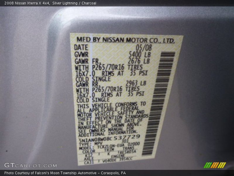 Silver Lightning / Charcoal 2008 Nissan Xterra X 4x4